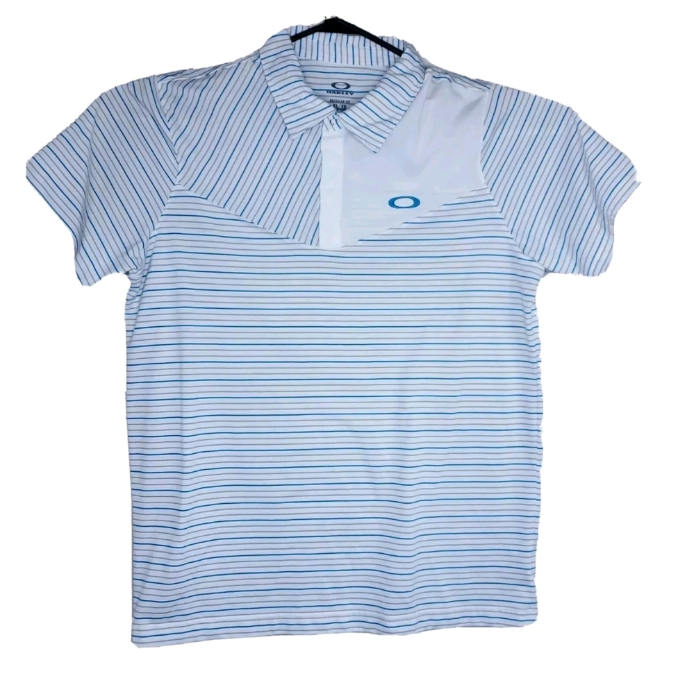 Oakley Regular Fit XL White Button Snap Polo Shirt